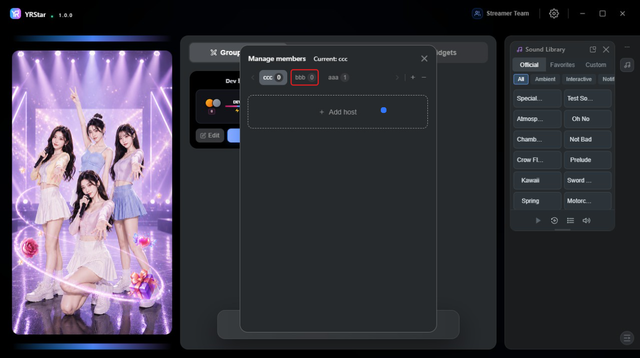 2. Adding and Managing Streamer Teams - 2.2 Adding, Removing, and Switching Teams