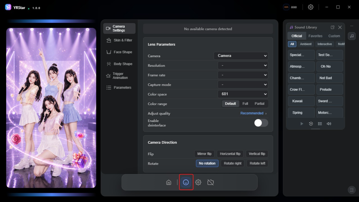 4. Bottom Toolbar - 4.2 Icon 2 — Beauty Settings