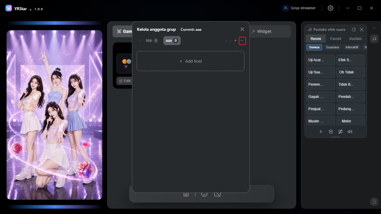2. Menambah & Mengelola Grup Streamer - 2.2 Menambah, Menghapus & Berpindah Grup Streamer