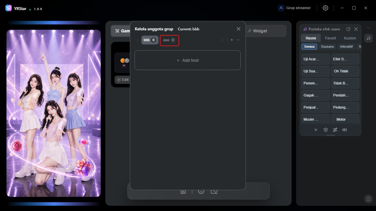 2. Menambah & Mengelola Grup Streamer - 2.2 Menambah, Menghapus & Berpindah Grup Streamer