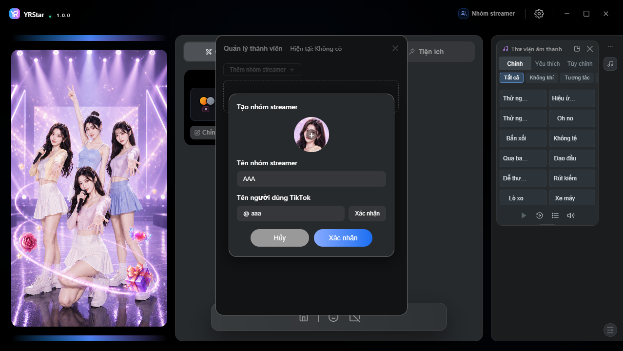 2. Thêm và quản lý nhóm streamer - 2.1 Tạo nhóm streamer