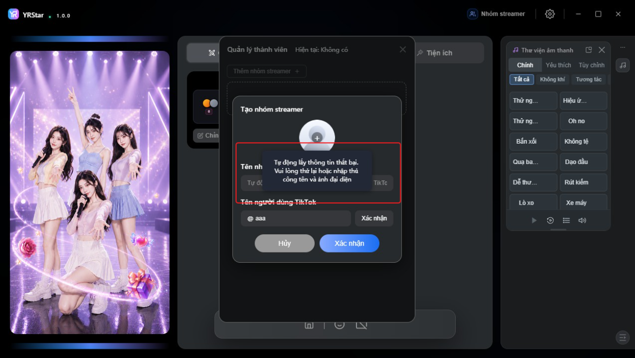 2. Thêm và quản lý nhóm streamer - 2.1 Tạo nhóm streamer