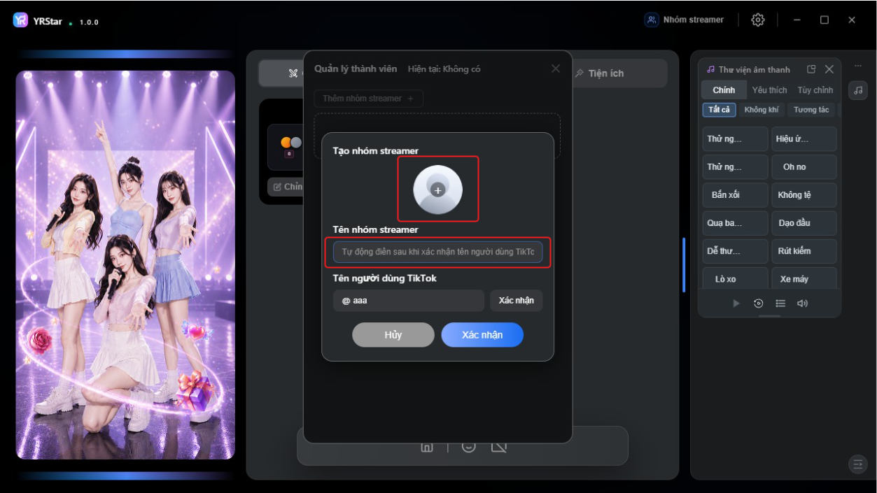 2. Thêm và quản lý nhóm streamer - 2.1 Tạo nhóm streamer